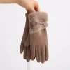 gants d'hiver pour femmes avec doublure polaire, chauds, coupe vent, résistants au froid, décoration en peluche, compatibles avec écran tactile, adaptés à la conduite et au cyclisme, 1 paire