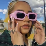 Lunettes de soleil pour femmes, monture rectangulaire Vintage, violet, rose, carrées, pour filles, UV400, 2025