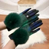 17 modèles élégants gants d&rsquo;hiver pour femmes classique Plaid fourrure de renard pompon écran tactile doublure en peluche gants épais cadeau féminin