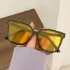 Lunettes de soleil carrées surdimensionnées Punk UV400 pour femmes et hommes, lunettes de conduite tendance jaune avec monture Vintage