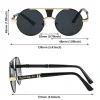 lunettes de soleil rondes vintage à la mode, design de luxe rétro, lunettes de soleil décontractées à double pont pour hommes et femmes