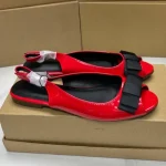 Chaussures plates confortables à semelle souple pour femmes, Slingbacks ouverts pour femmes, décoration de nœud rétro, chaussures solides d&rsquo;été pour dames, grande taille