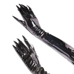 Gants à ongles longs en cuir émaillé, élégants, serrés à haute brillance, pour femmes à la mode, événements serrés et occasions à thème