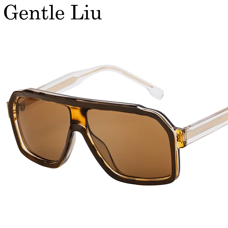 Lunettes de soleil carrées surdimensionnées pour hommes et femmes, grande monture, marque de luxe, bouclier Vintage, nuances de conduite en plein air, UV400, 2025