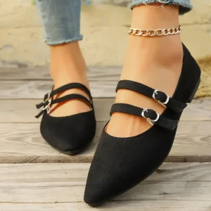 Ballerines élégantes femmes automne peu profond bout pointu mocassins boucle décontractée léopard Mary Jane chaussures plates femmes Zapatos De Mujer