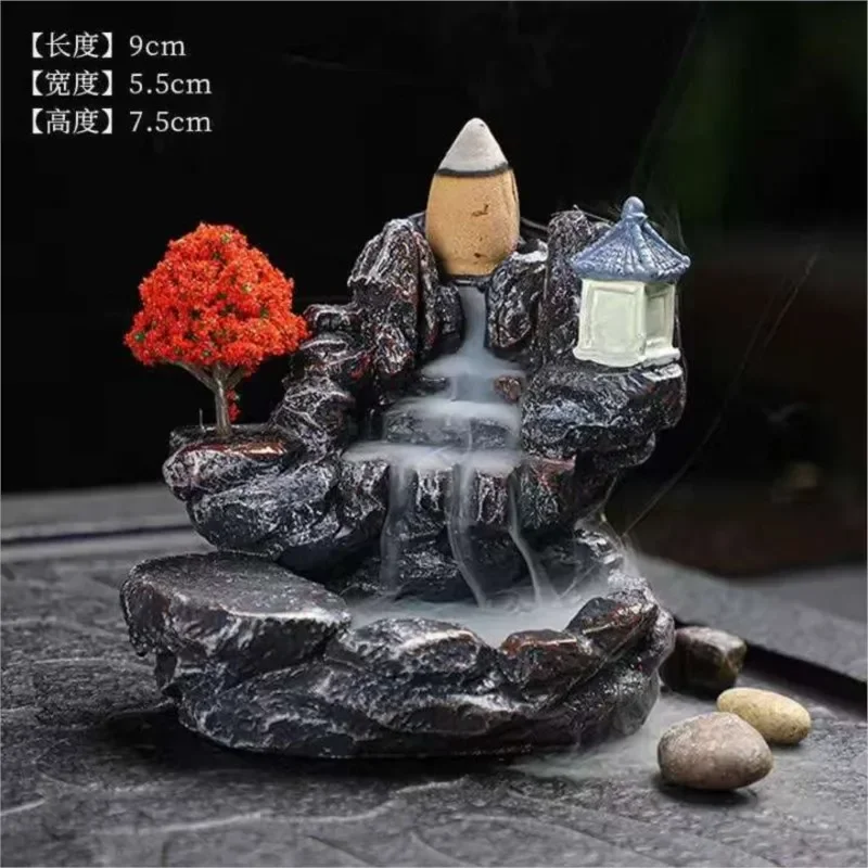 Brûleur d'encens montagnes rivière cascade parfum cheminée reflux arôme fumée Zen encensoir décoration pour la maison