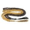 Chapelet de maintien fait à la main de 8mm, 99 perles de prière avec arrêts de perles, perles en bois musulmanes, bijoux religieux pour unisexe, livraison directe