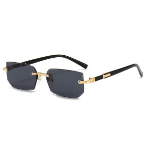 Lunettes de soleil rectangulaires sans bords, mode populaire pour femmes et hommes, petites lunettes de soleil carrées pour femmes et hommes, Oculos de voyage d&rsquo;été