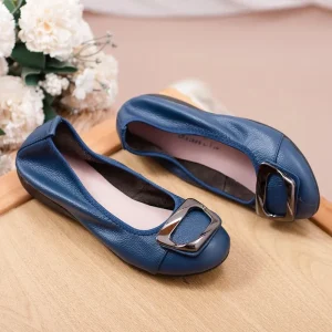Mocassins en Cuir group pour Femme, Chaussures de Ballet à Enfiler, Grande Taille 41 42
