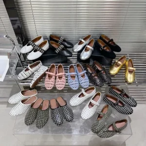 Chaussures plates de Ballet pour femmes, respirantes, confortables, bout rond, semelle en caoutchouc à enfiler, légères, Design ajouré pour Dancin, nouvelle collection 2025 Chaussures plates de Ballet pour femmes, respirantes, confortables, bout rond, semelle en caoutchouc à enfiler, légères, Design ajouré pour Dancin, nouvelle collection 2025