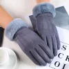 gants d'hiver pour femmes, écran chaud, en fourrure, mitaines à doigts complets, pour la conduite, coupe vent