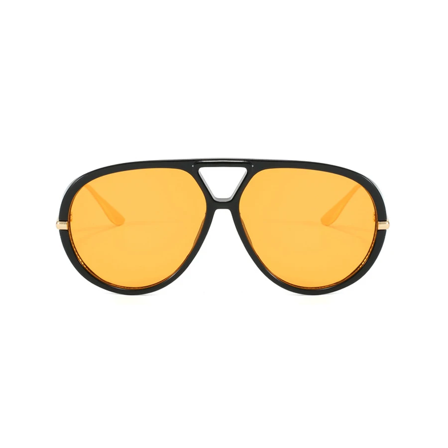 Lunettes de soleil rondes surdimensionnées pour femmes, verres jaunes de grande taille, lunettes de soleil de luxe de styliste, lunettes de Protection UV400
