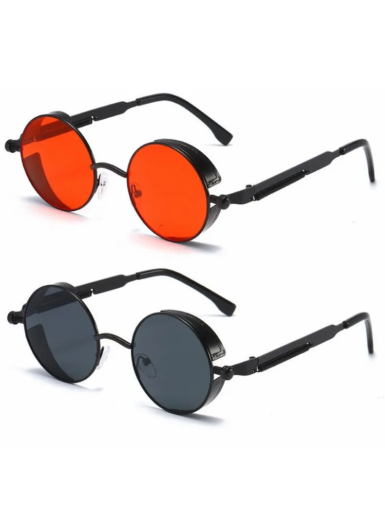 Lunettes de soleil Steampunk en métal pour hommes et femmes, rondes à la mode, de marque de styliste, Vintage, haute qualité, Oculos de sol UV400