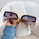Lunettes de soleil surdimensionnées pour hommes et femmes, mode sans bords, Vintage, carrées, Design de marque de luxe, UV400, nuances féminines