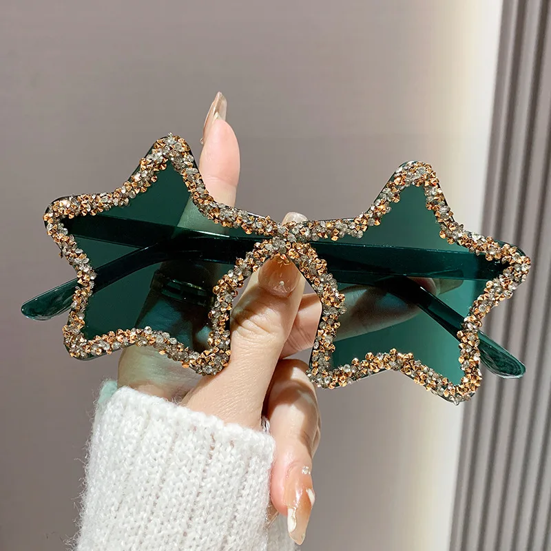 chic étoiles design rose nuances femmes strass brillant tendances décor lunettes de soleil nouvelle marque ins vacances plage lunettes de soleil