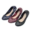 chaussures de ballet en pu à bouche peu profonde pour femmes, ballerines légères à nœud papillon, fil pliable, rouleaux de poulet, chaussures de danse