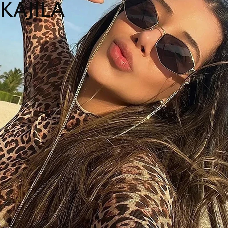 Lunettes De soleil hexagonales à petite monture pour femmes, Sexy, avec chaîne, marque De luxe De styliste, Punk, nuances Gafas De Sol, 2025
