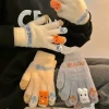femmes hiver mignon gants en laine écran tactile rembourré épaissi chaud cyclisme conduite cinq doigts hiver froid fille coton gants