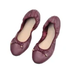 Chaussures de Ballet en PU à bouche peu profonde de couleur unie, chaussures plates à semelle souple avec fil à nœud papillon, ballerines légères pliables pour femmes, gymnastique