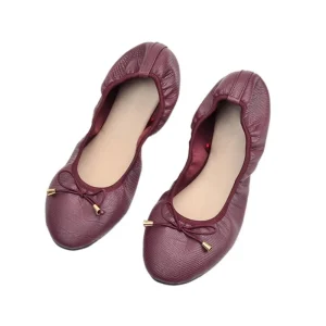 Chaussures de Ballet en PU à bouche peu profonde de couleur unie, chaussures plates à semelle souple avec fil à nœud papillon, ballerines légères pliables pour femmes, gymnastique