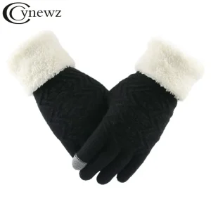 Gants tricotés pour femmes, épais, garde au chaud, doigt complet, doux, extensibles, pour écran tactile, hiver