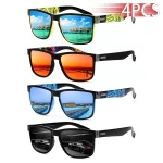 4 pièces mode Vintage modèle carré lunettes de soleil hommes femmes pêche conduite homme marque de luxe concepteur lunettes de soleil UV400 lunettes ﻿