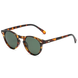Petites lunettes de soleil rondes pour femmes, lunettes de soleil marron, monture ronde, nuances de rivets pour femmes, marque vintage, créateur, UV400