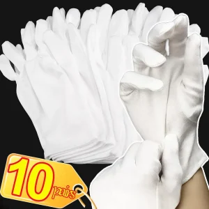 Gants de travail en coton blanc, en vrac pour la manipulation à sec, Film SPA, gants de cérémonie à haute élasticité, outils de travail pour le nettoyage ménager