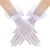 Gants élégants en dentelle noire douce, à pois blancs, pour mariage, mariée, maille Beige, mitaines à doigts longs pour Banquet