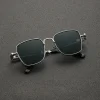 lunettes de soleil punk vintage carrées en métal, chic et polyvalentes pour hommes et femmes, pour la conduite, les sports de plein air, la pêche