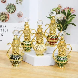 Pot à vin de Style moyen-orient de 12ML, Tube en verre plaqué or, huile essentielle de parfum, bouteilles de parfum séparées