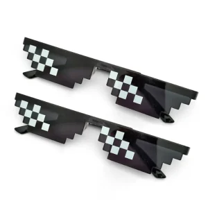 Lunettes de soleil en mosaïque pour hommes et femmes, 2 pièces, cool, fête, vintage, nuances, pixelisées, drôles