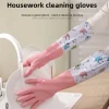 gants de cuisine pour femmes – gants en caoutchouc imperméables durables et étendus pour la vaisselle, le nettoyage, le linge et les tâches ménagères – comf