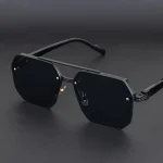 Lunettes de soleil en métal pour hommes, demi-monture carrée, ongles de riz, tendance décontractée, personnalité rétro, mode, lunettes de sport de plein air