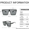lunettes de soleil carrées surdimensionnées pour femmes, marque de mode, grande monture, vintage, pilote extérieur dégradé, oculos de sol