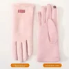 gants d'hiver élégants en daim pour femmes, fausse fourrure de vison, gants chauds et respectueux de la peau pour écran tactile, gants de transport doux et doux