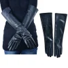 gants de soirée doublés en cuir souple pour femmes, longs coudes, chauds, dames, hiver