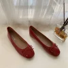 femmes talon plat en plein air décontracté mary jane rouge nouvelles chaussures plates mode peu profonde sans lacet dames ballerines élégantes chaussures souples