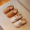 chaussures plates pour enfants, chaussures en coton pour filles de 1 à 10 ans, en cuir marron, nouvelle collection