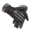 gants isolants en fourrure d'hiver en peluche pour cyclisme en plein air, moto, Écran tactile en pu, coton