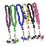 F2TD – chapelet prière Tasbih, 33 perles, Bracelet à pompons décoratifs à mode, bijoux Religion islamique, cadeau