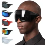 Lunettes de soleil Punk surdimensionnées une pièce, nouvelles lunettes de soleil de luxe pour femmes et hommes, nuances Surround, lunettes des années 2000