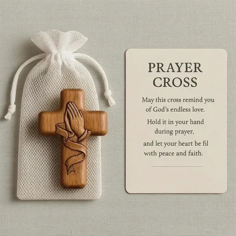 croix de poche en bois fabriquée à la main, cadeau de prière, ornement de foi, symbole de foi inspirant pour le transport quotidien, cadeau chrétien patriotique