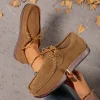 chaussures plates pour femmes à la mode, confortables et pratiques, chaussures simples basses à lacets à bouche peu profonde, chaussures plates décontractées