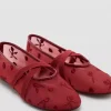ballerines en maille florale brodée pour femmes, sandales plates d'été à bout rond, chaussures de créateur supérieures élastiques élégantes, nouvelle collection 2025