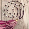 Chapelet de prière bouddhiste sacré noué à la main, collier Sari InjTassel, 108 perles Mala, bijoux d&rsquo;énergie de guérison, 10 pièces