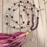 Chapelet de prière bouddhiste sacré noué à la main, collier Sari InjTassel, 108 perles Mala, bijoux d&rsquo;énergie de guérison, 10 pièces