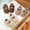 enfant en bas âge enfants bout rond doux laine d'agneau ballerines bébé filles hiver chaud teddy fourrure mary janes enfant marque design chaussures moelleuses