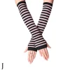 gants pour femmes gants demi doigts automne et hiver gants longs couvre bras gants en laine exposés aux doigts chauffe mains rayé