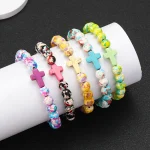 Prière hommes pierre naturelle bois perles chapelet croix Bracelets Onyx méditation Bracelet femmes Yoga bijoux Homme Pulsera